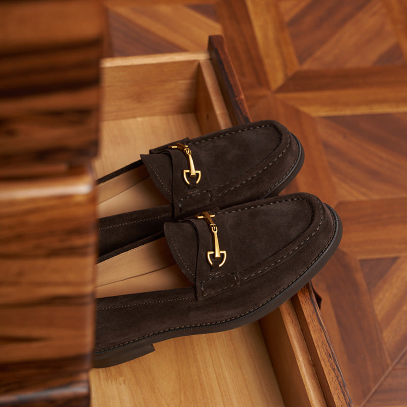 Men's Suede Loafers: Signature Hardware & Textured Comfort