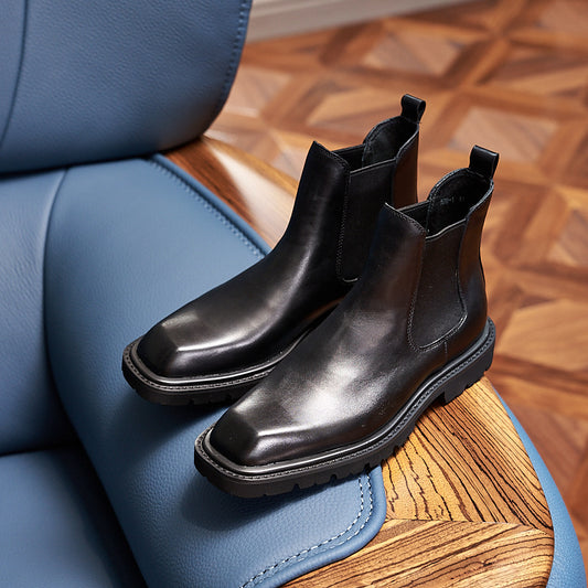 Men's Chelsea Boots: Square Toe Design & Effortless Side Elastic Access