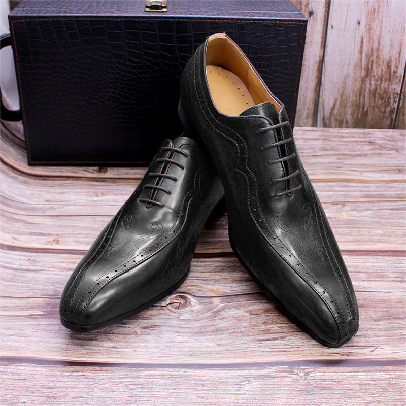 Men's Handcrafted Oxford Dress Shoes with Engraved Detailing