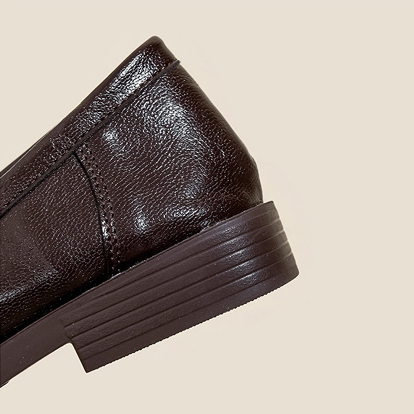 Women's Loafers: Elegant Square-Toe Leather Shoes with Delicate Floral Accent