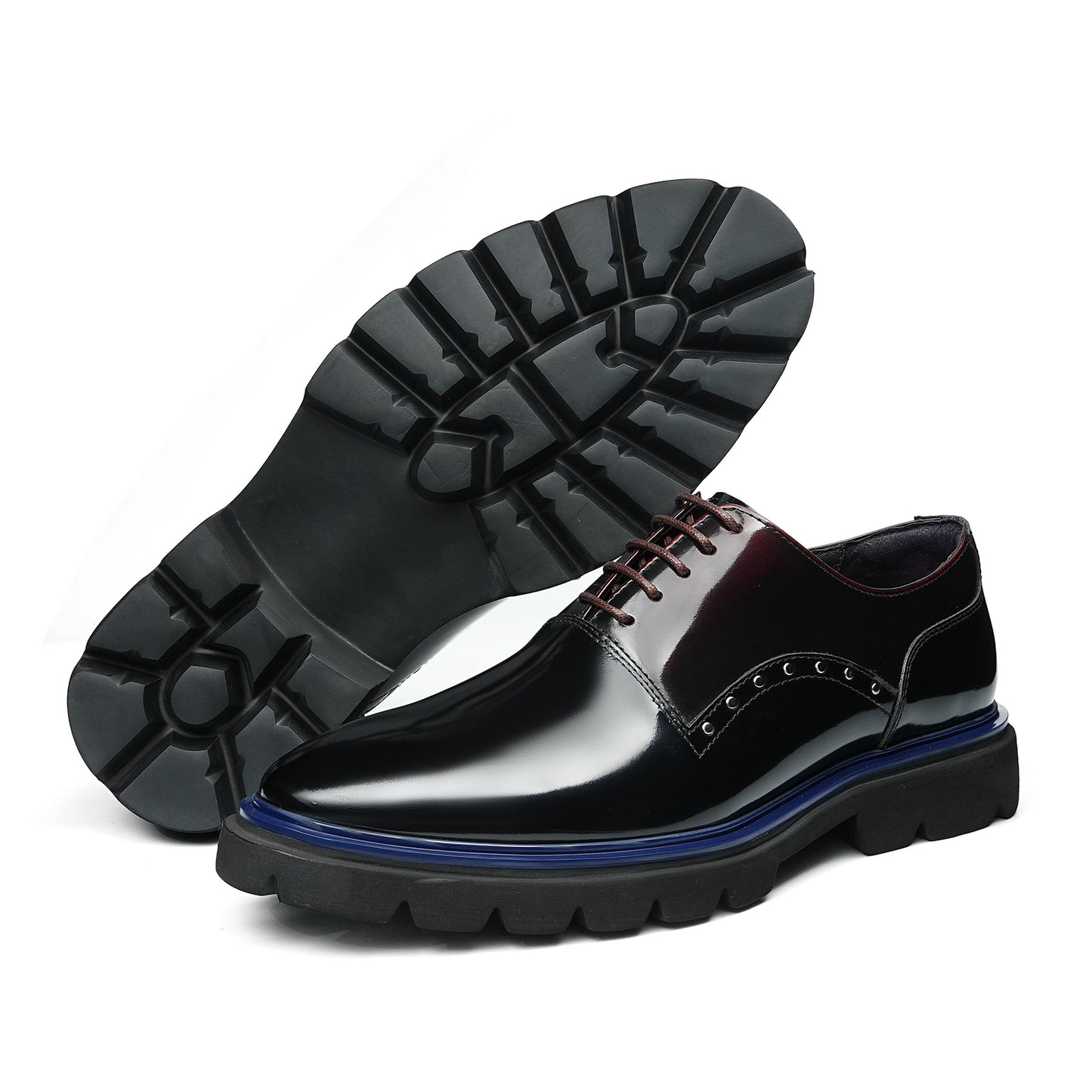 Men's Oxford Shoes: Contrast Accent & Platform Sole Design
