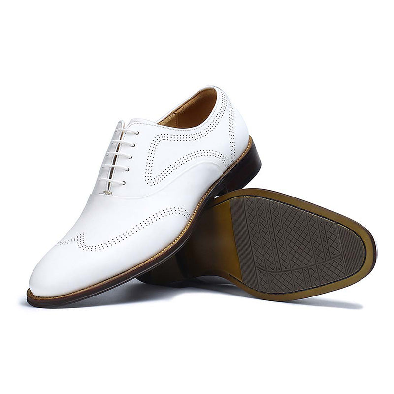 Men’s White Brogue Oxford Shoes