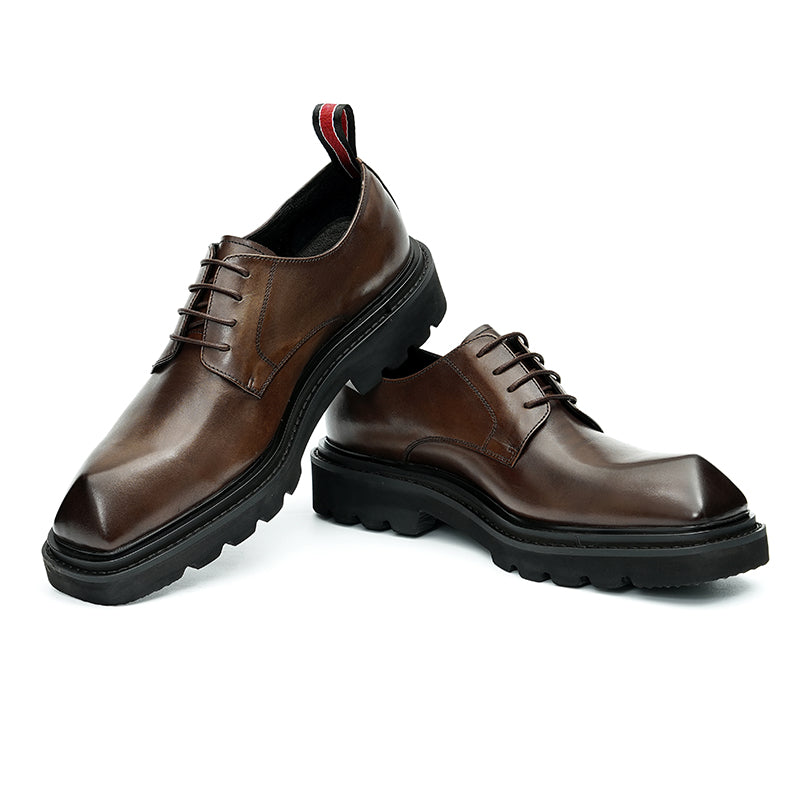 Men's Leather Derby Shoes Diamond Toe