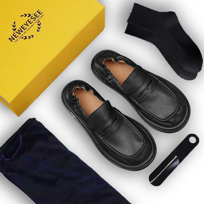 Men's Loafers - Double-Stitched Straps & Flex Heel Comfort