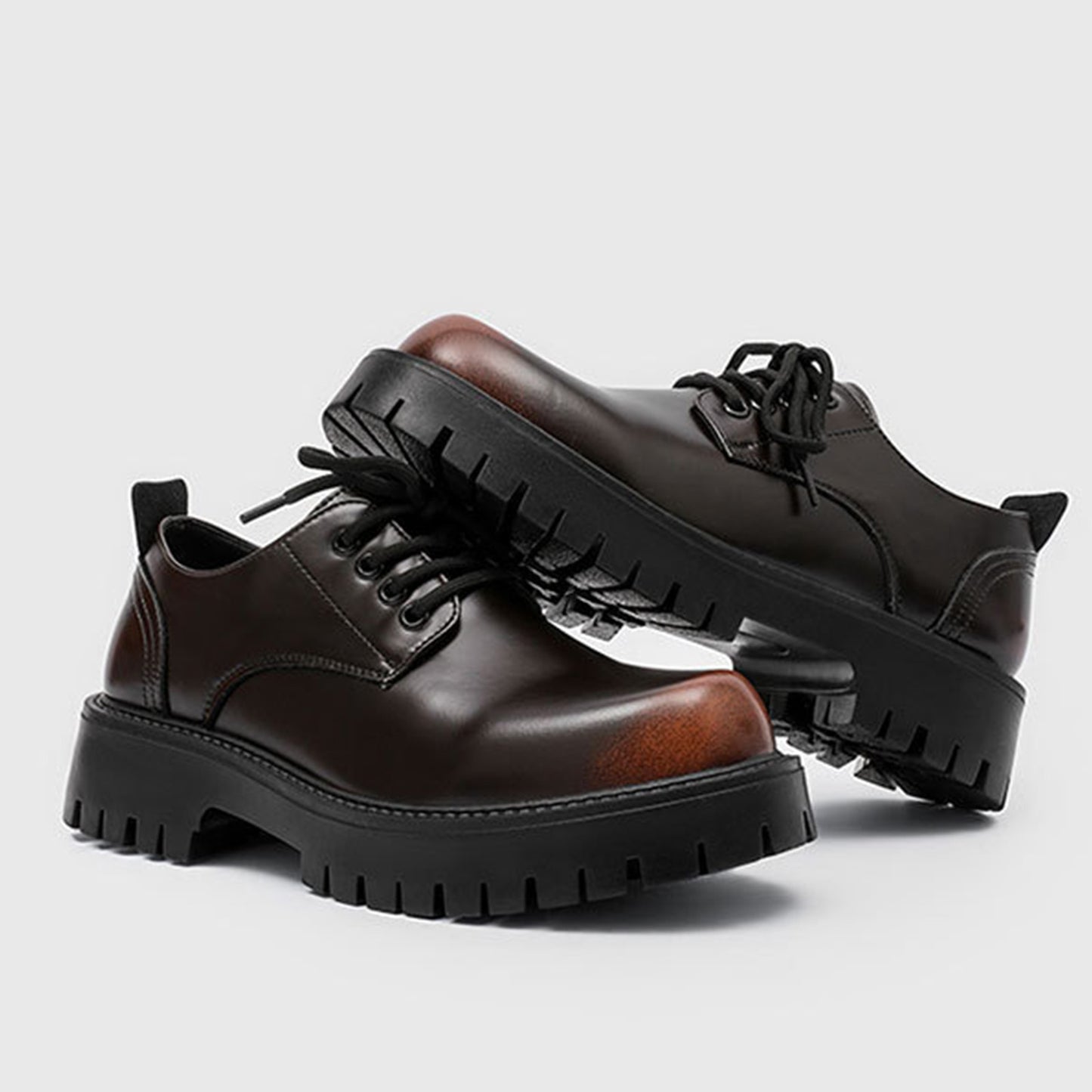 Men's Derby Shoes with Bold Tread Sole & Stitch Detailing