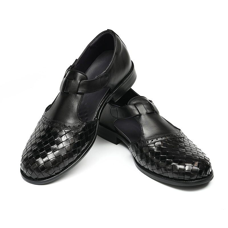 Men’s Woven Leather Buckle Sandals