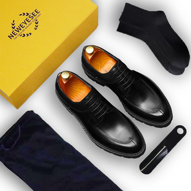 Men's Derby Shoes - Chunky Sole & Textured Leather Blend