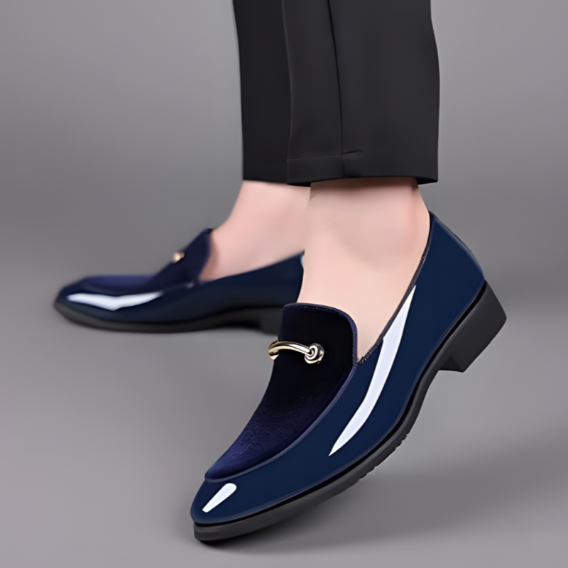 Men’s Patent Leather & Velvet Horsebit Loafers