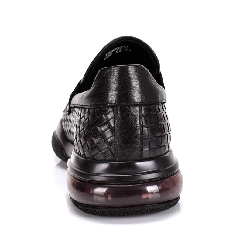 Men's Woven & Smooth Leather Loafers Classic Penny Slip-Ons