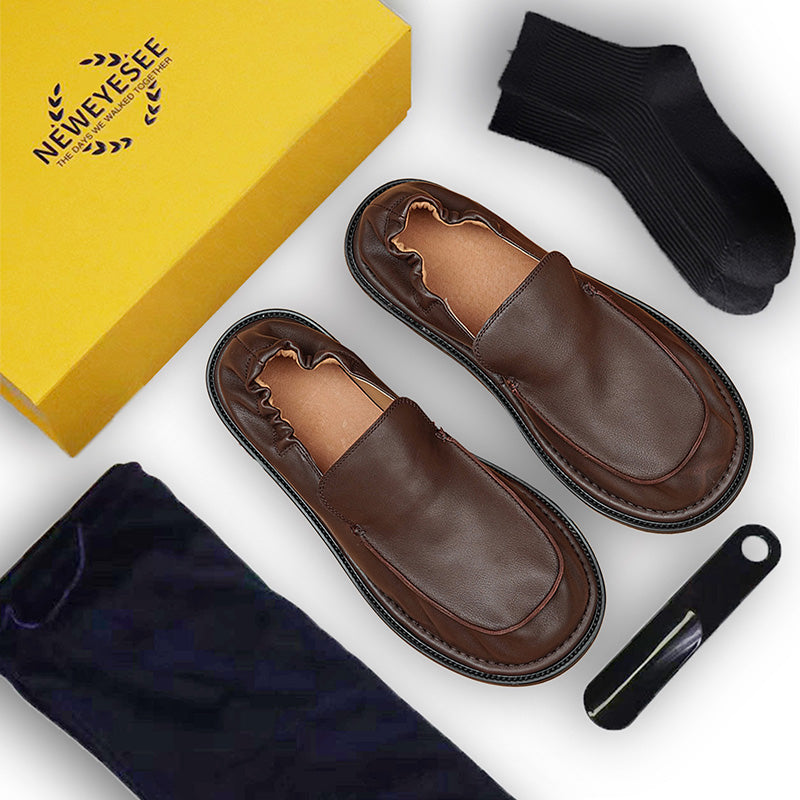 Men's Slip-On Loafers - Elastic Collar & Traction Sole
