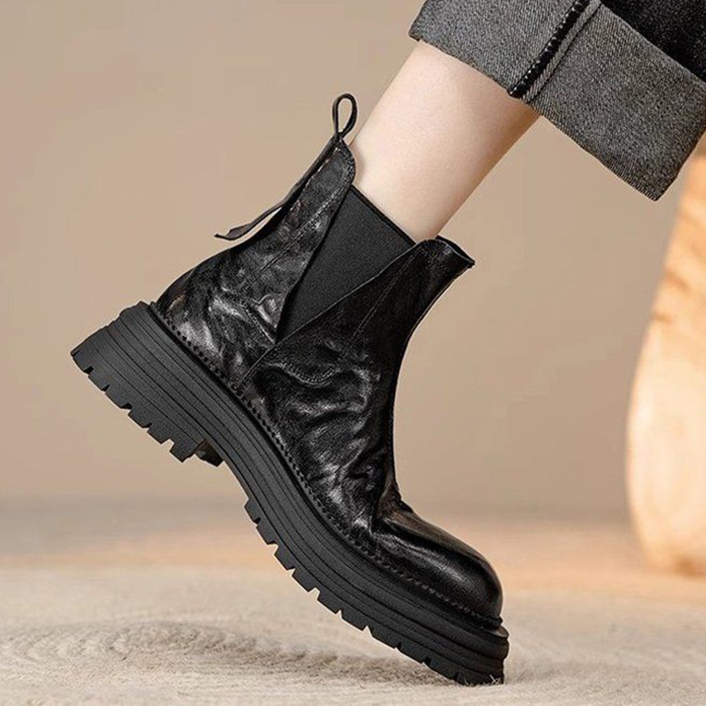 Women's Urban Utility Chelsea Boots: Platform Sole & Streamlined Elastic Panels