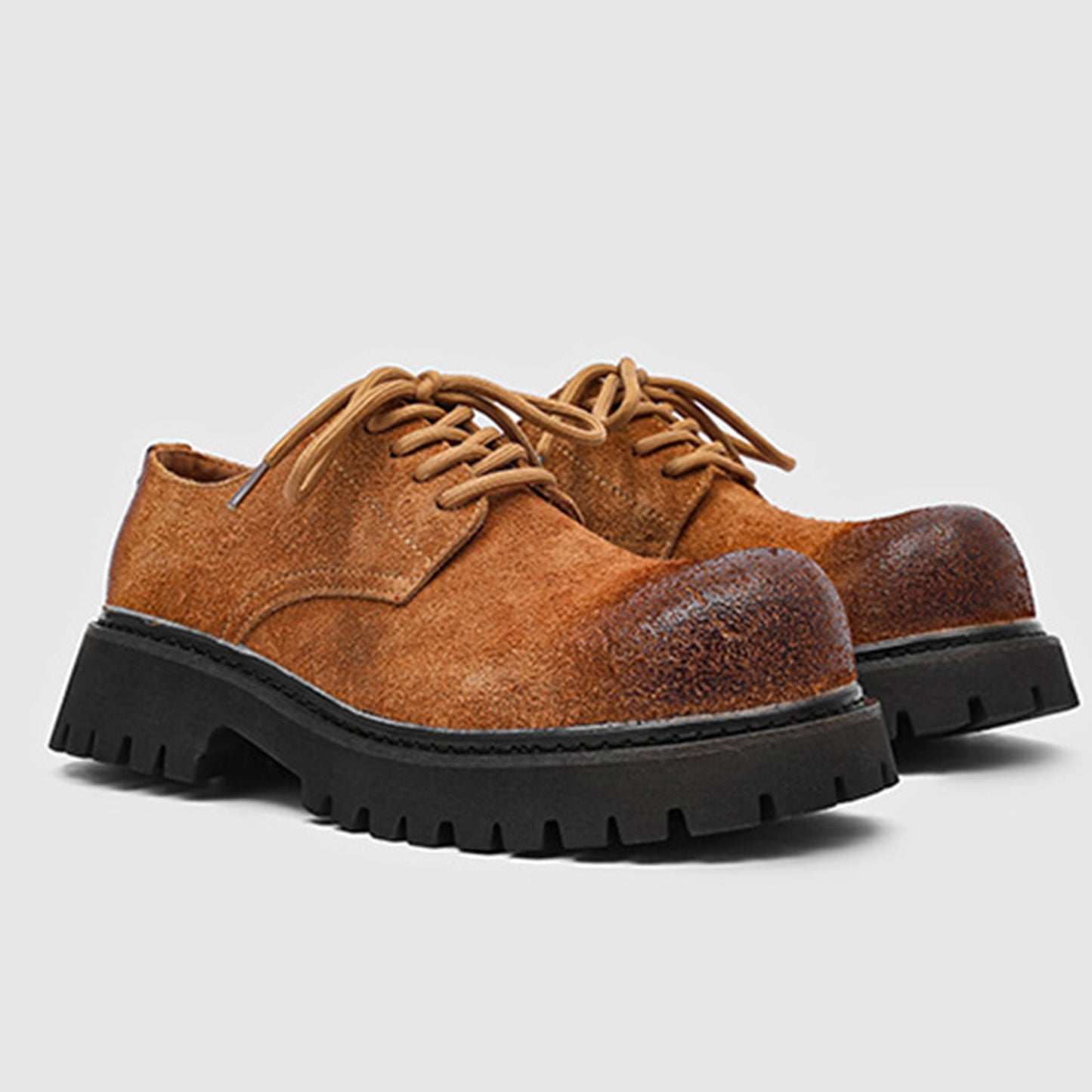 Men's Derby Shoes Retro-Textured Chunky Sole with Distressed Finish