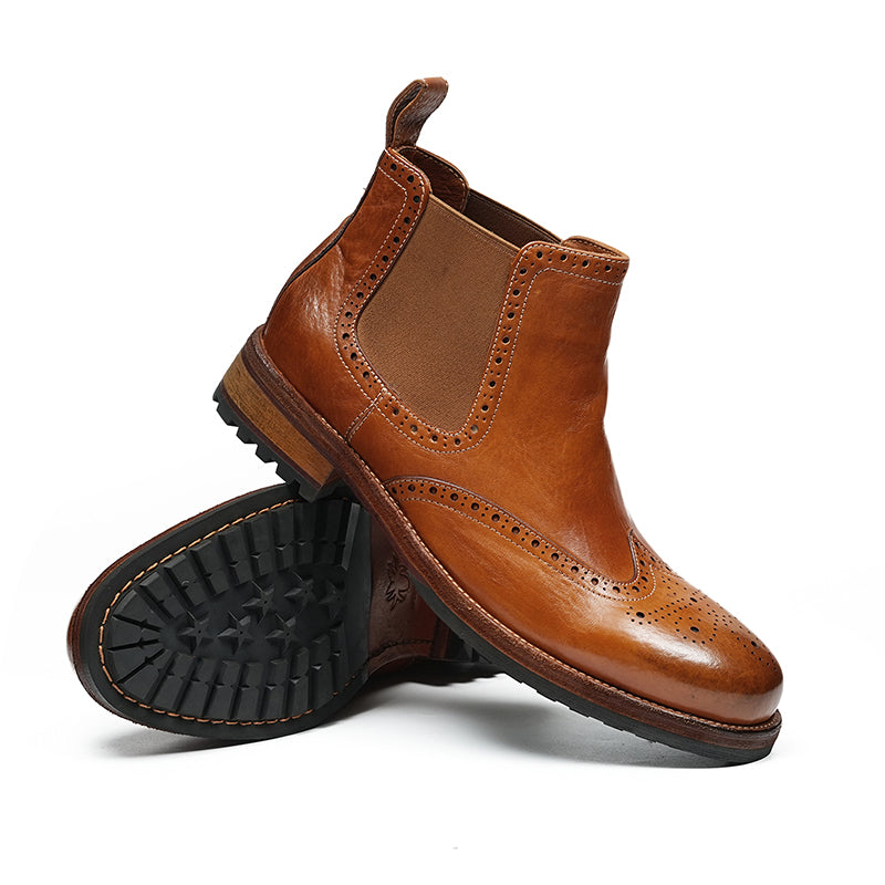 Men's Brogue Chelsea Boots: Horween Leather & Goodyear Welted