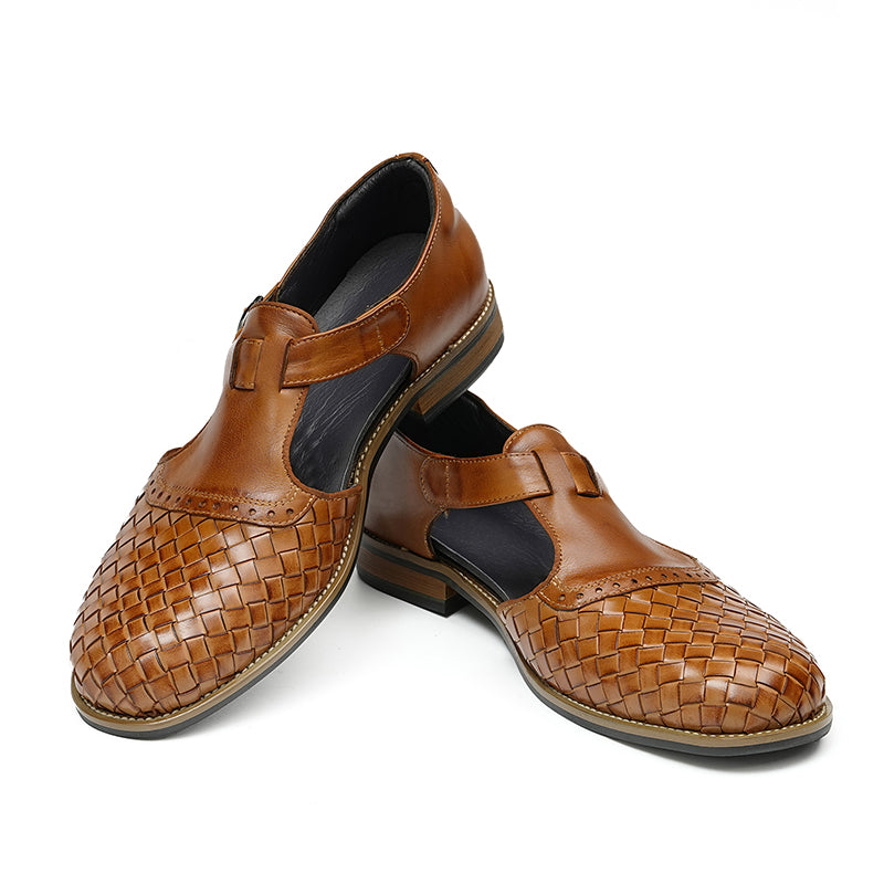 Men’s Woven Leather Buckle Sandals
