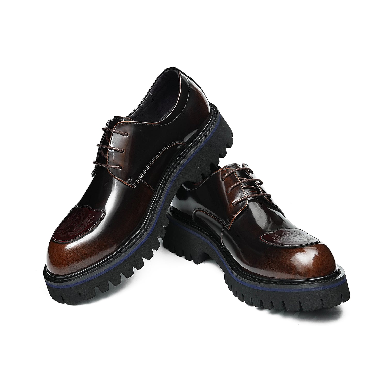 Men's Derby Shoes: Structural Tread Pattern & Refined Detailing