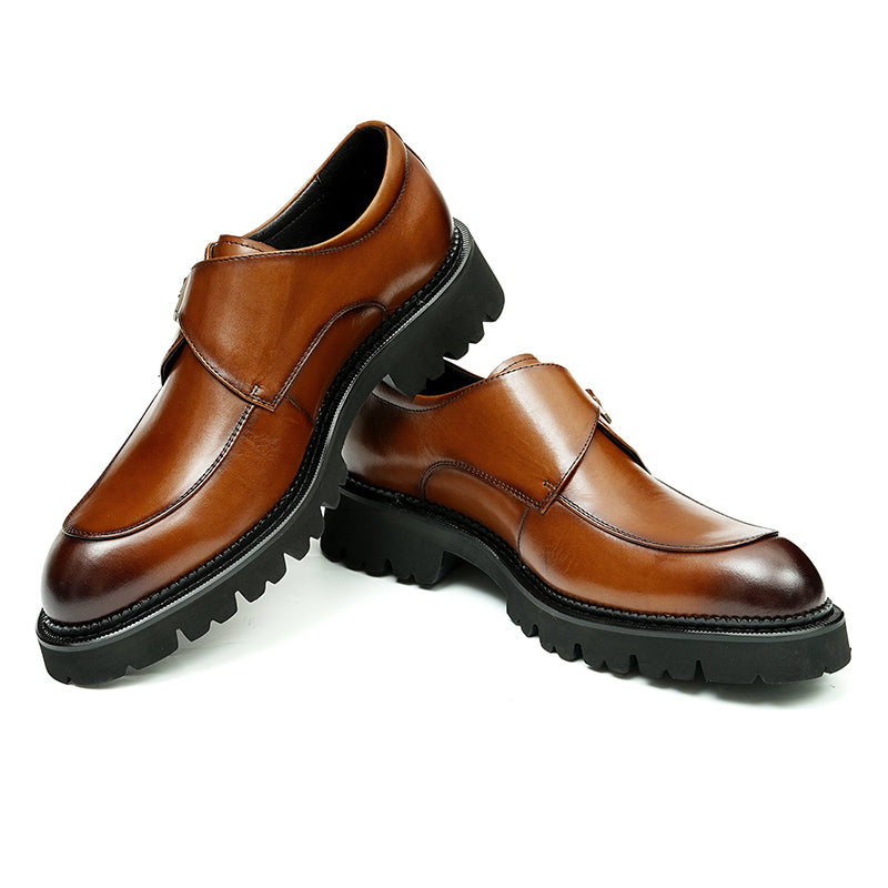 Men's Single-Buckle Monk Shoes Thick Grip Sole & Premium Leather