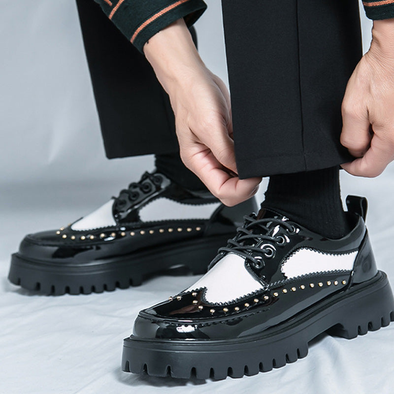 Artistic Expression Brogue Derbys Shoes: Wingtip Poetry & Stud Accents