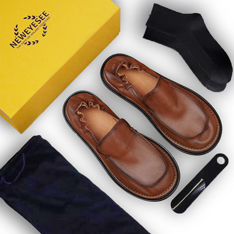 Men's Slip-On Loafers - Elastic Collar & Traction Sole