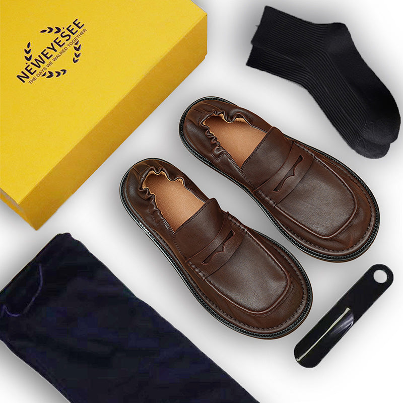 Men's Loafers - Double-Stitched Straps & Flex Heel Comfort