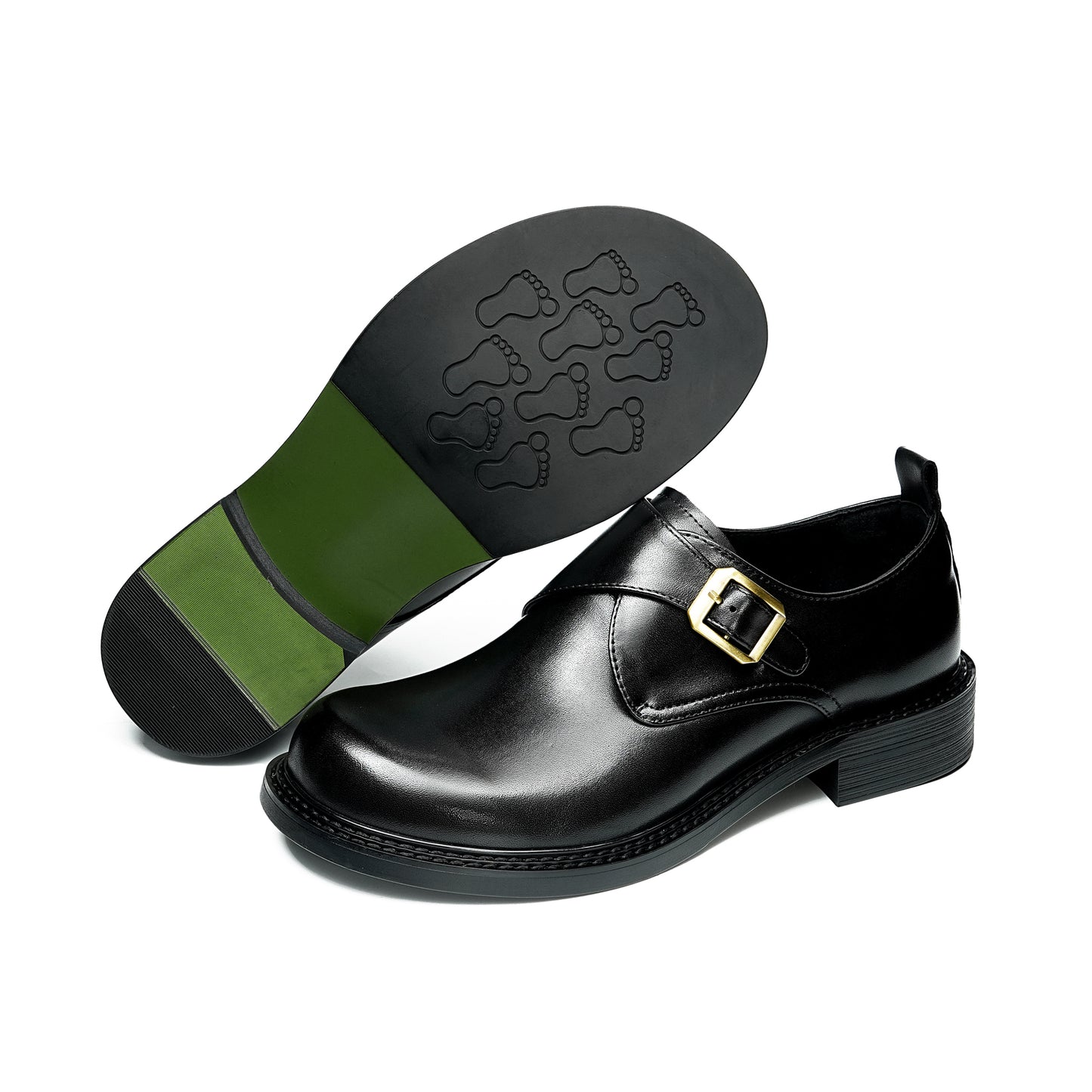 Men's Spacious Toe Monk Strap Shoes: Refined Hardware & Elevated Comfort