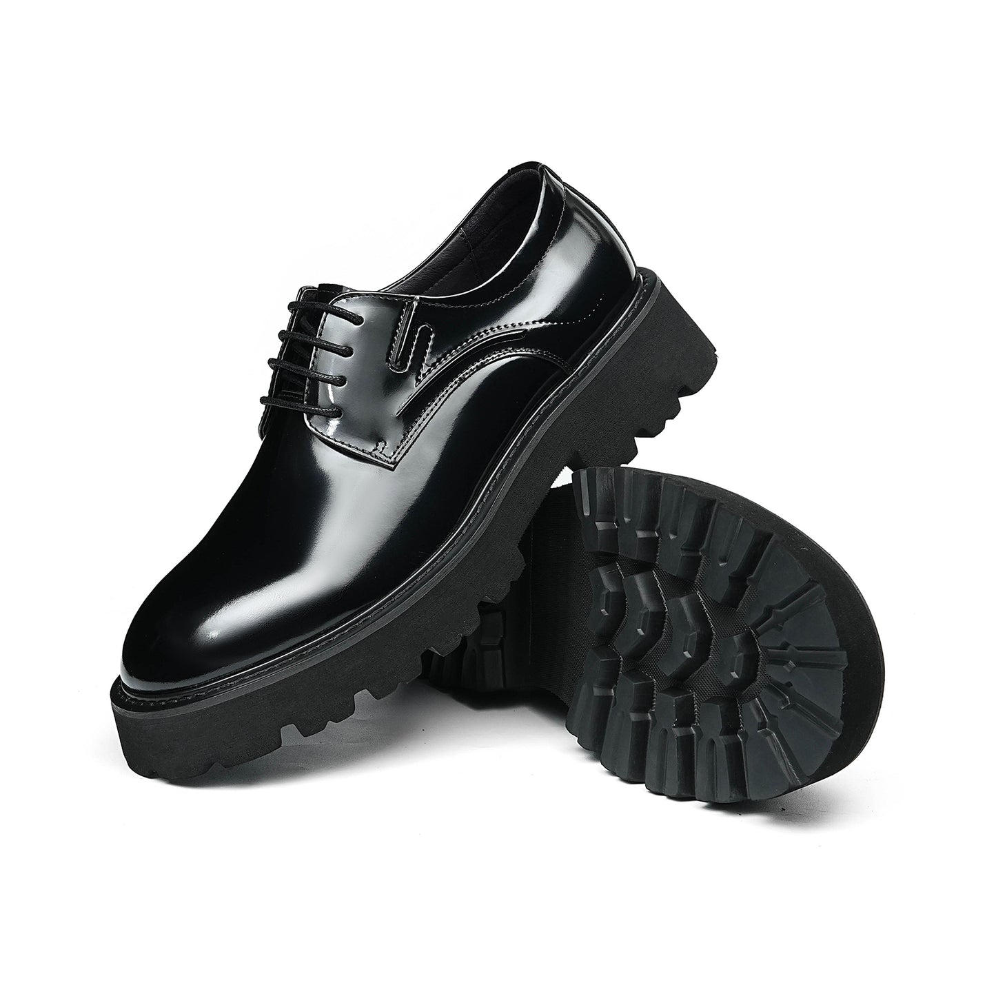Men's Round-Toe Derby Shoes: Sculpted Sole & Timeless Craftsmanship