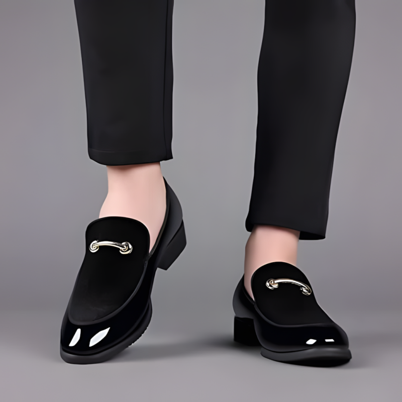 Men’s Patent Leather & Velvet Horsebit Loafers