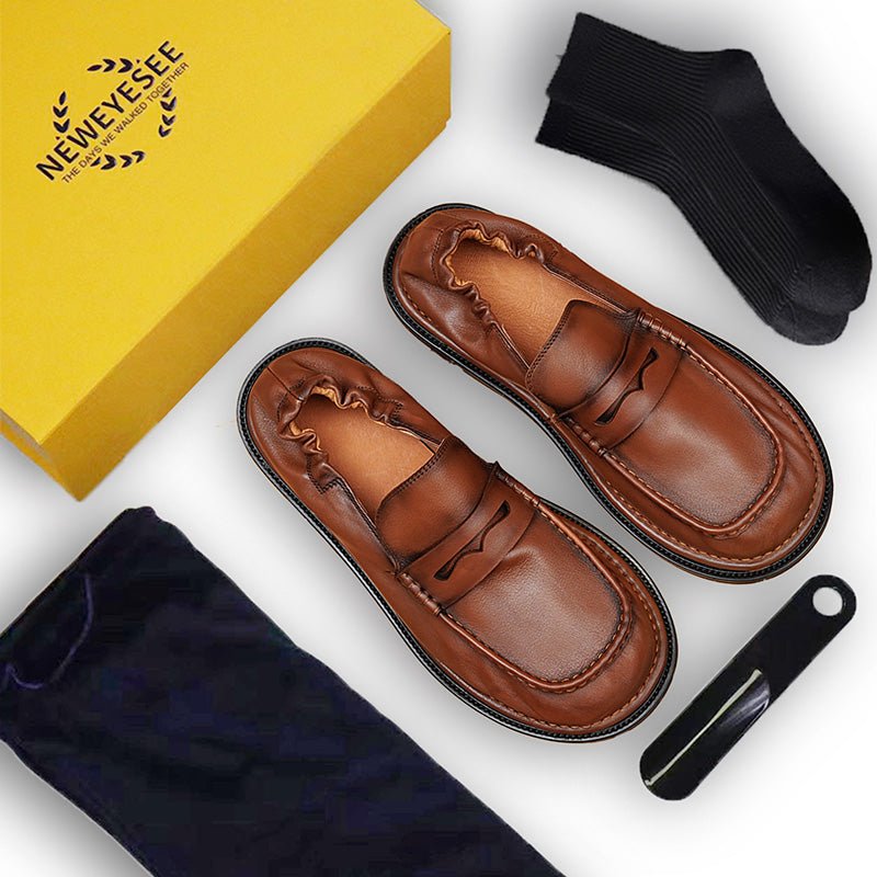 Men's Loafers - Double-Stitched Straps & Flex Heel Comfort