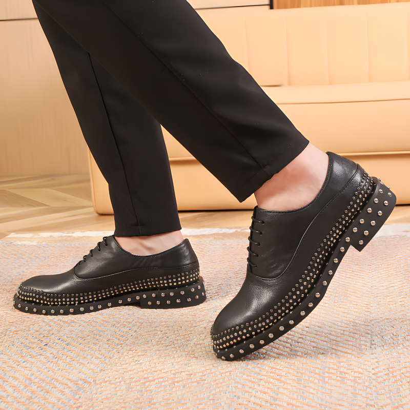 Men's Oxford Shoes Patent Leather Studded Rock-Style