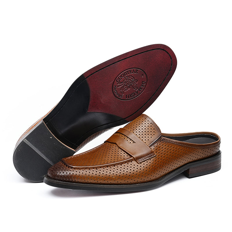 Men’s Backless Loafers with Perforated Design
