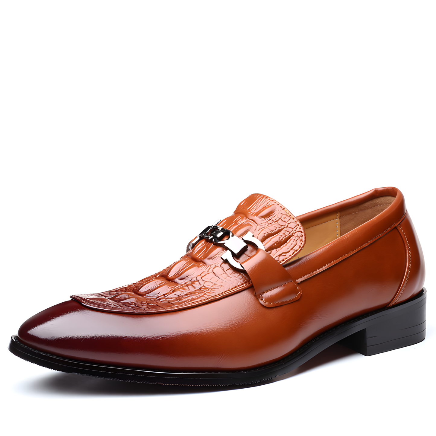 Men's Loafers with Luxury Croc-Pattern Horsebit Dress Shoes