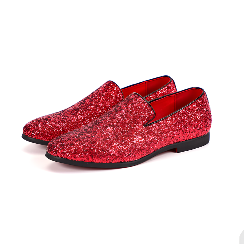 Men's Glitter Loafers Dazzling Slip-On Dress Shoes