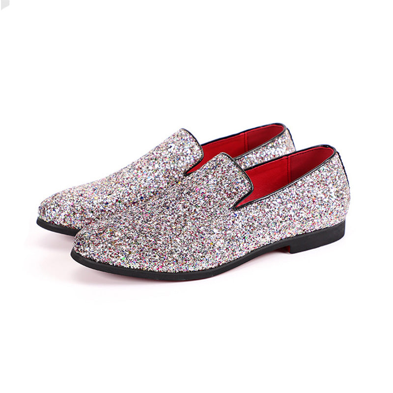 Men's Glitter Loafers Dazzling Slip-On Dress Shoes