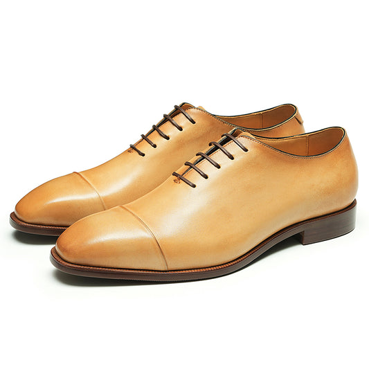 Men's Oxford Shoes - Structured Cap-Toe & Polished Leather Elegance