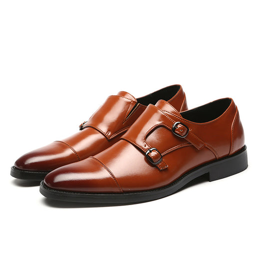 Men's Formal Monk Strap Dress Shoes with Dual Metal Buckles