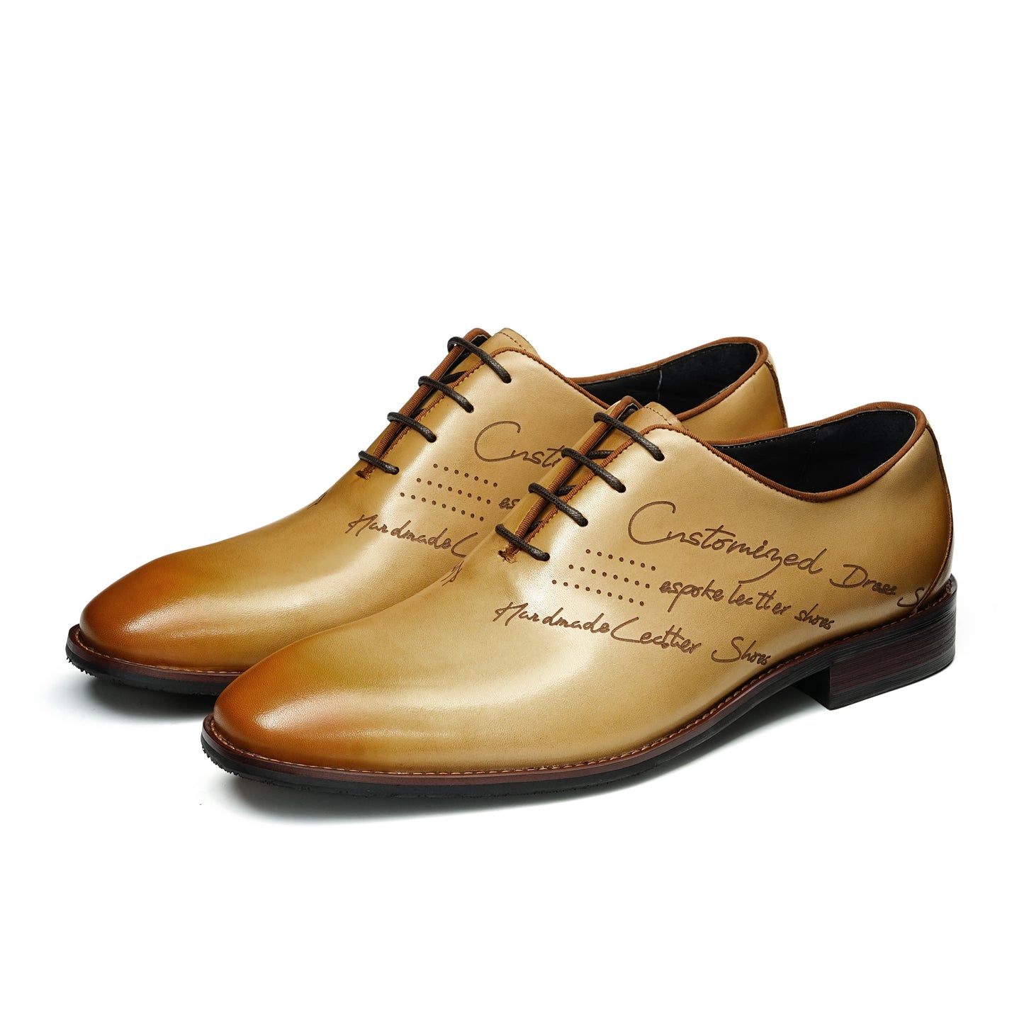 Artisan Script Men's Oxford Shoes: Hand-Painted Elegance & Custom Character