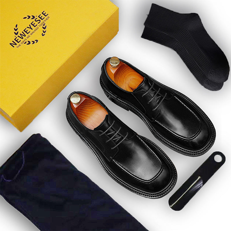 Men's Derby Shoes - Gradient Leather & Reinforced Stitching