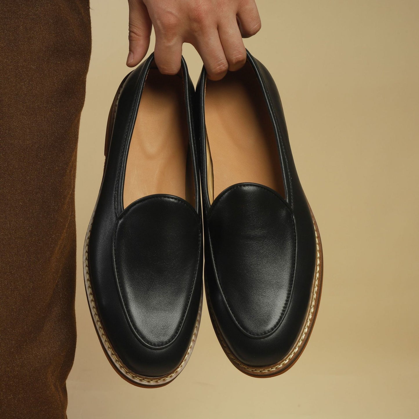 Men's Slip-On Loafers: Artisan Stitching & Layered Sole Architecture