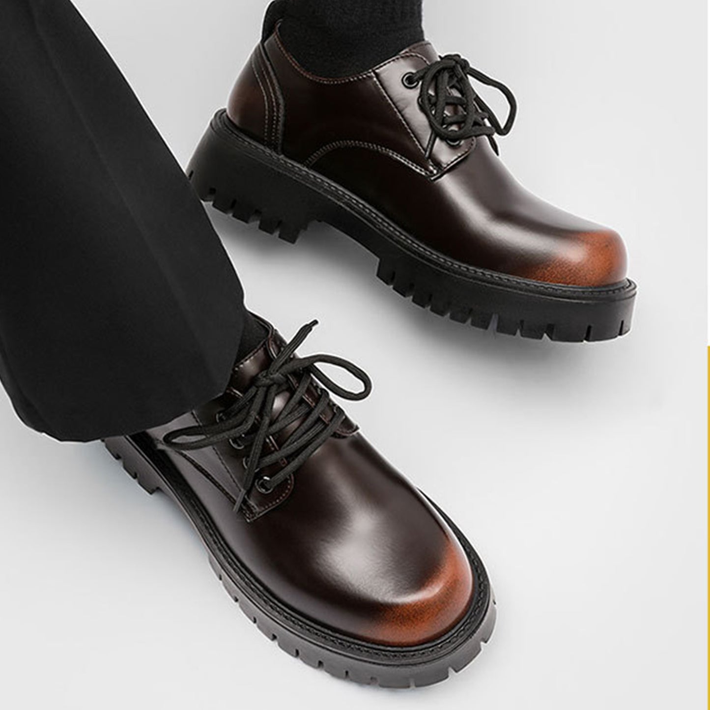 Men's Derby Shoes with Bold Tread Sole & Stitch Detailing