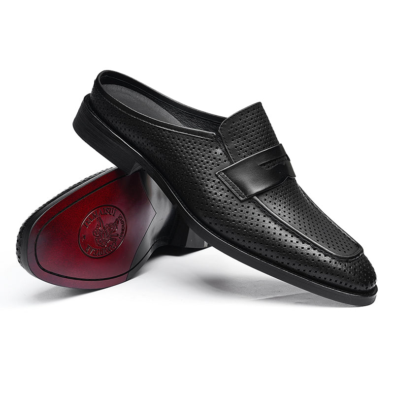 Men’s Backless Loafers with Perforated Design