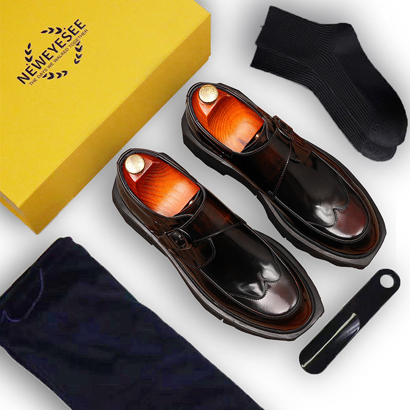 Men's Monk Strap Dress Shoes Thick-Soled