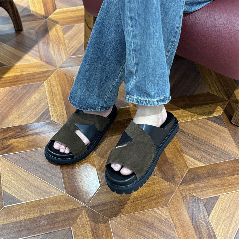Men's Artisan Sliders: Cross-Strap Architecture & Effortless Comfort