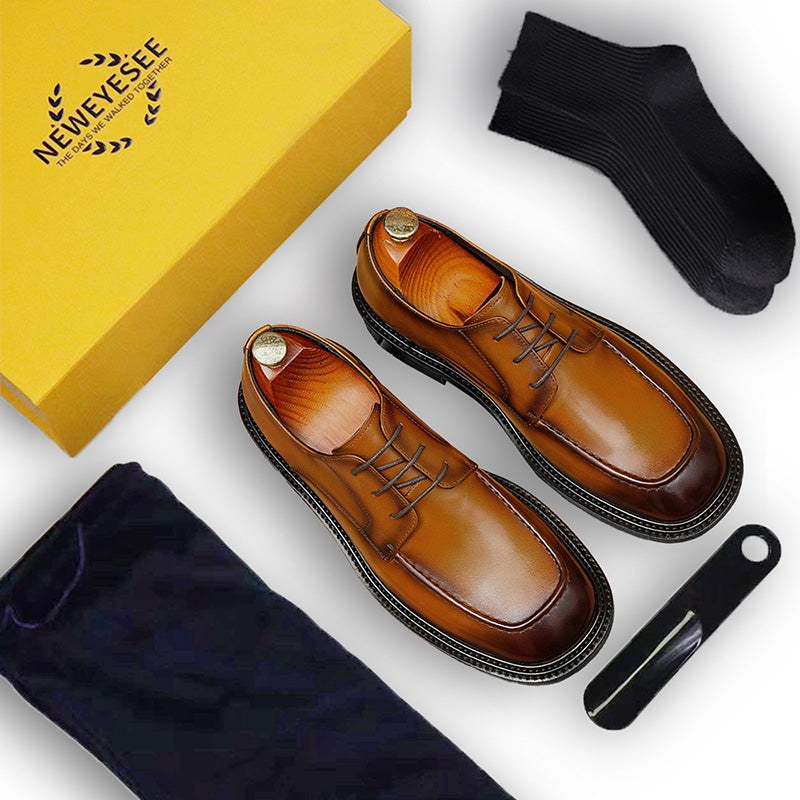 Men's Derby Shoes - Gradient Leather & Reinforced Stitching