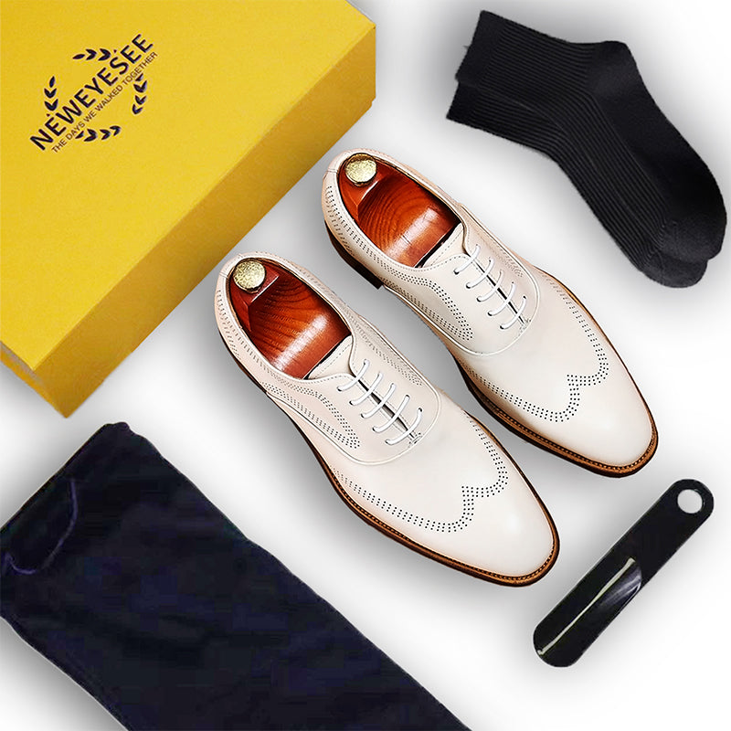 Men’s White Brogue Oxford Shoes