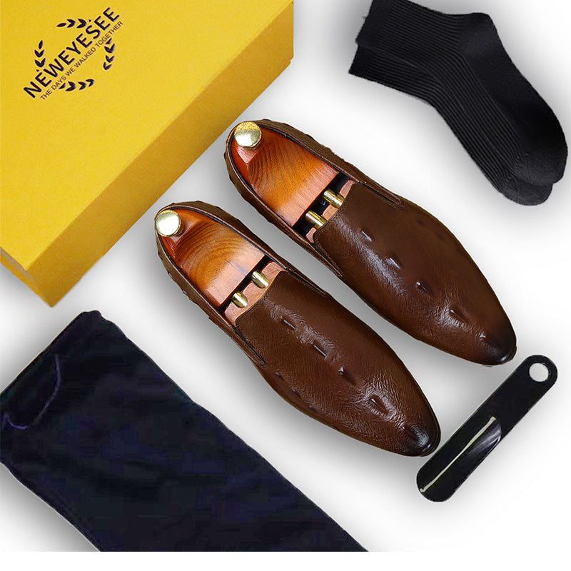 Men’s Exotic Crocodile-Embossed Leather Loafers