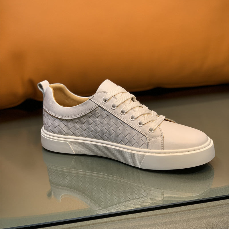 Men's Woven Panel Sneakers: Contrast Sole & Modern Textured Design
