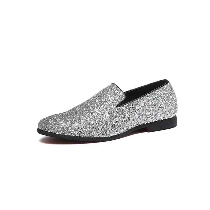 Men's Glitter Loafers Dazzling Slip-On Dress Shoes