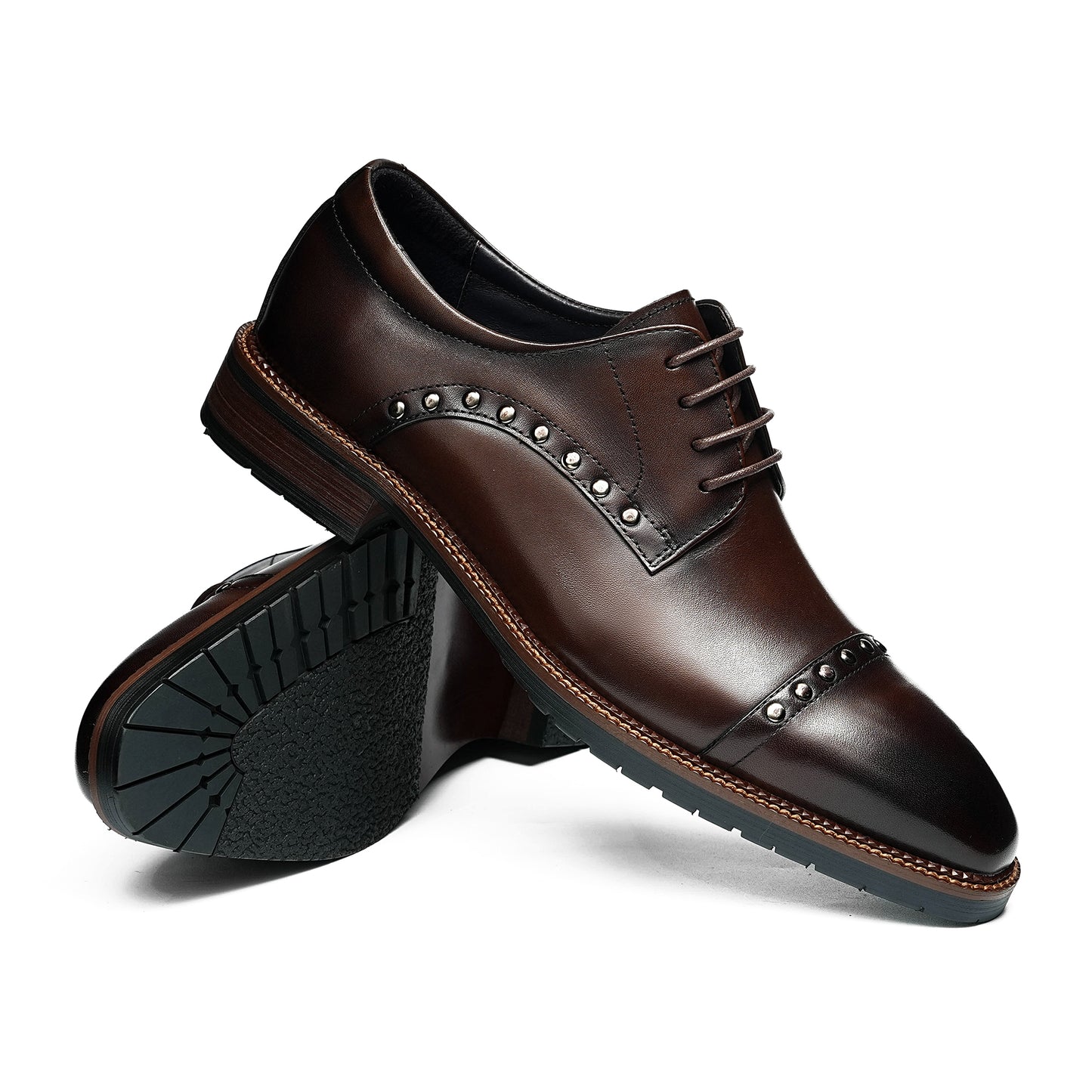 Men's Derby Shoes: Sculpted Toe Design & Artisan Hardware Accents