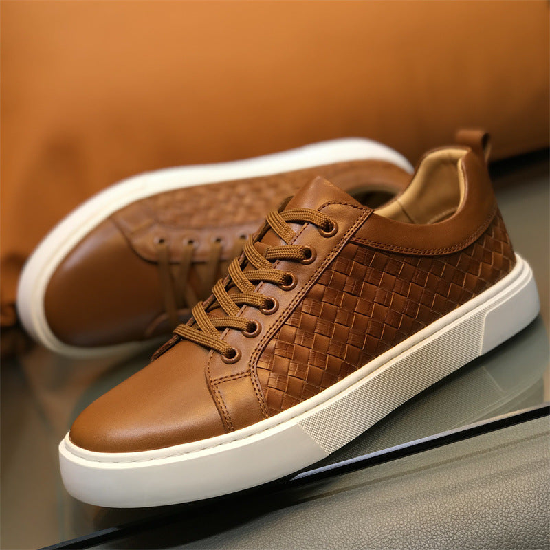 Men's Woven Panel Sneakers: Contrast Sole & Modern Textured Design