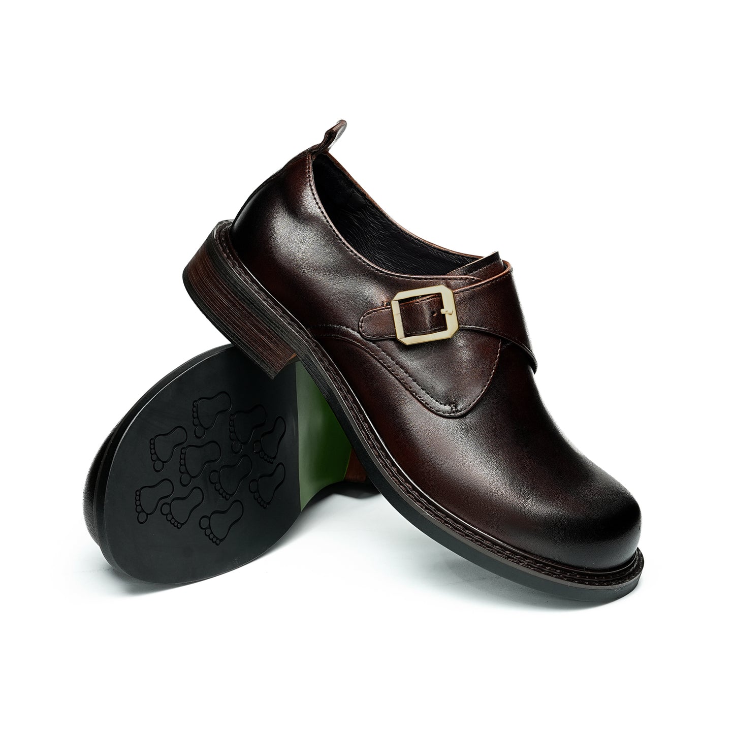 Men's Spacious Toe Monk Strap Shoes: Refined Hardware & Elevated Comfort