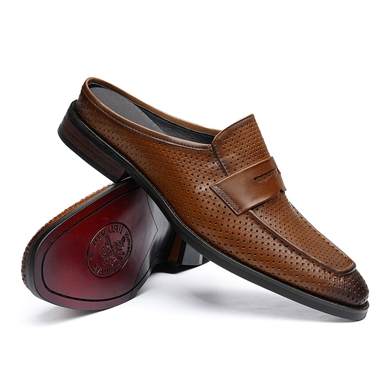 Men’s Backless Loafers with Perforated Design